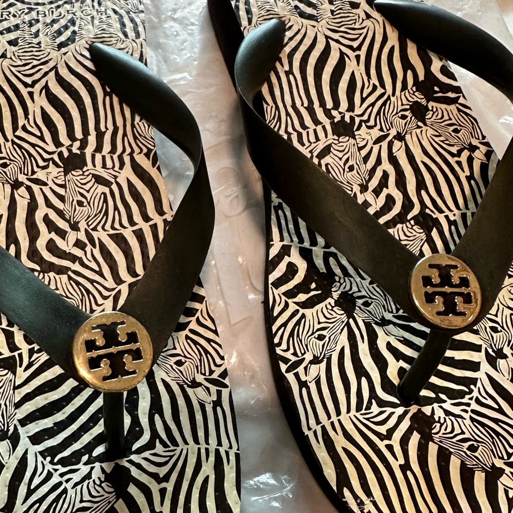 Tory Burch Zebra Print Sandals in Black and White - Picture 3 of 5